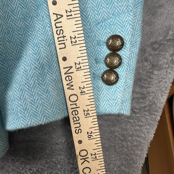 NWT Talbots Herringbone Blazer Jacket Wool Blend Lined Plus 22W Turquoise White - Picture 10 of 13
